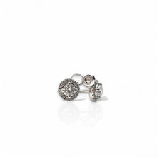 Load image into Gallery viewer, 0.40cts Diamond Halo Stud Earrings in 18k White Gold