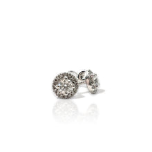 Load image into Gallery viewer, 0.50cts Diamond Halo Stud Earrings in 18k White Gold