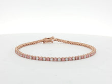 Load image into Gallery viewer, 3.00ct Lab Grown Pink &amp; White Diamond Tennis Bracelet in 18k Gold
