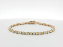 Load image into Gallery viewer, 5.00ct Lab Grown Yellow &amp; White Diamond Tennis Bracelet in 9k Gold
