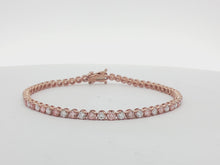 Load and play video in Gallery viewer, 3.00ct Crown Set Lab Grown Pink &amp; White Diamond Tennis Bracelet in 9k Gold
