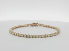 Load and play video in Gallery viewer, 5.00ct Lab Grown Yellow &amp; White Diamond Tennis Bracelet in 9k Gold
